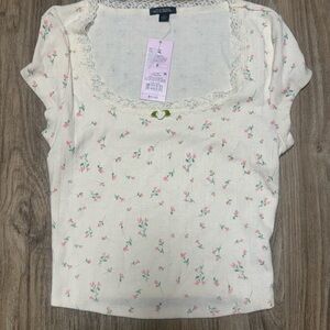 Crop flowered blouse NWT